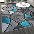 thumbnail image 3 of Masada Rugs Modern Contemporary Area Rug, Turquoise Grey Black (8 Feet X 10 Feet), 3 of 6
