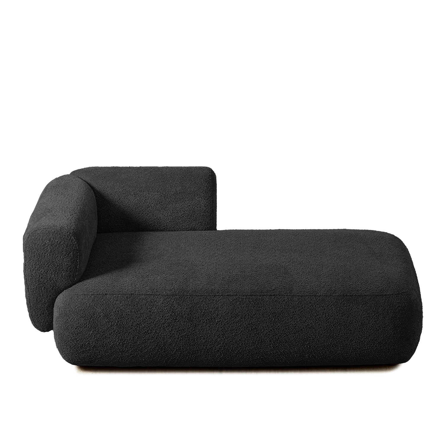 Hommoo 64" Boucle Upholstered Chaise Lounge Chair, Modern Tufted Leisure Sofa Chaise Sofa for Living Room, with Left Arm, Black