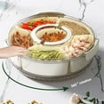 thumbnail image 7 of Divided Rotating Serving Tray with Lid and Handle, Portable Snackle Box for Fruits Snacks Veggie Charcuterie, Clear Lazy Susan Organizer and Fridge Storage Container, 12.6x3.94", 7 of 7