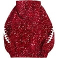 thumbnail image 4 of Cnbwig Hoodies for Women Sweatshirts Rugby Printed Sequins Hooded Drop Shoulder Long Sleeve Glitter Pullover with Drawstring Pockets Loungewear Sweatshirts for Women Trendy Red XXXXXXL, 4 of 5