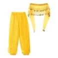thumbnail image 3 of Lejafay Girls Sequins Belly Dance Harem Pants Tribal Arabic Halloween Party Trousers Performance Yellow M, 3 of 6