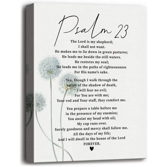 Psalm 23 Wall Art, Psalm 23 Scripture Wall Decor, The Lord is My Shepherd, Christian Canvas Wall Art, Inspirational Wall Art, Christian Family Home or Office Decor Saying, Bible Wall Art 12X15