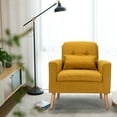 thumbnail image 4 of Costway  Accent Chair Upholstered Linen Armchair Sofa Chair w/Waist Pillow Yellow, 4 of 11