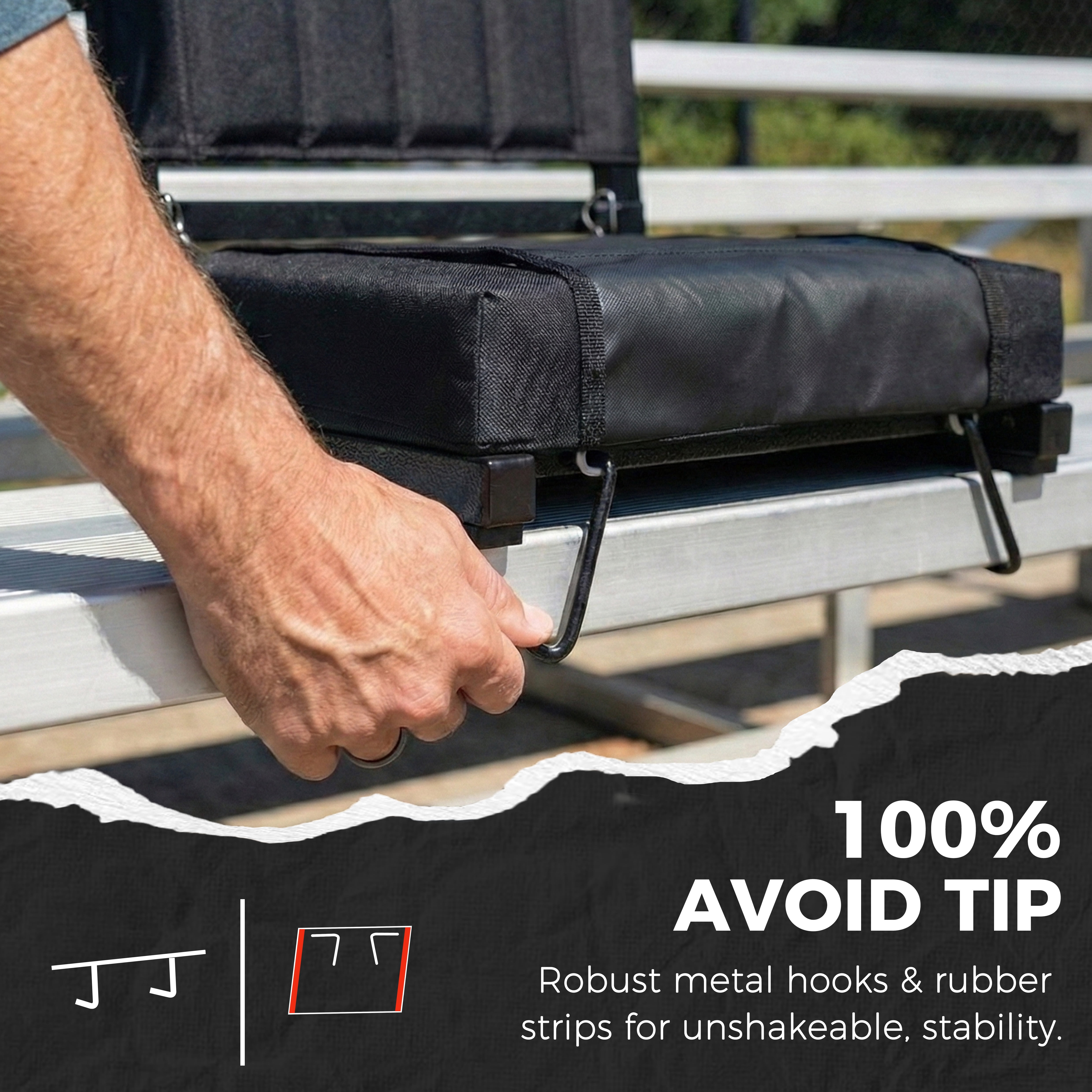 SPORT BEATS Stadium Seats with Back Support Bleacher Chairs with Back and Cushion Thick Padded Bleacher Seats Includes Shoulder Strap