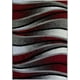 Tapis de tapis Abstrait Motif Vagues en Gris Ivoire Rouge, 4x6 (3'11" x 5'7", 120cm x 170cm) – image 1 sur 5