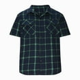 thumbnail image 6 of WREESH Men's Oversized Summer Button Down Shirts Fashion Short Sleeve Plaid Top Trendy Style Green, 6 of 7