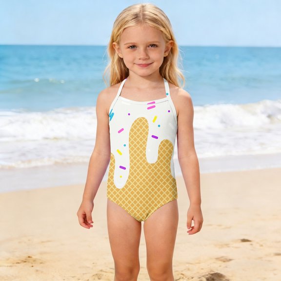 Grblisyd Girls one piece swimsuits Beach Bathing Suit Cute Print Swimwear 4-13 Years