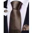 thumbnail image 5 of Set Clásico de Corbata Marrón a Cuadros Barry.Wang, Corbata Tejida, Marrón a Cuadros, Talla Única, 5 of 5