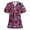 Purple, variant on Kayannuo Print Nursing Uniforms Scrub for Women Women Short Sleeve V-neck Tops Working Uniform Blouse