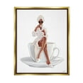 thumbnail image 3 of Stupell Industries Chic Coffee Teacup Woman Sipping Robe Sunglasses Metallic Gold Framed Floating Canvas Wall Art, 24x30, by Ziwei Li, 3 of 5