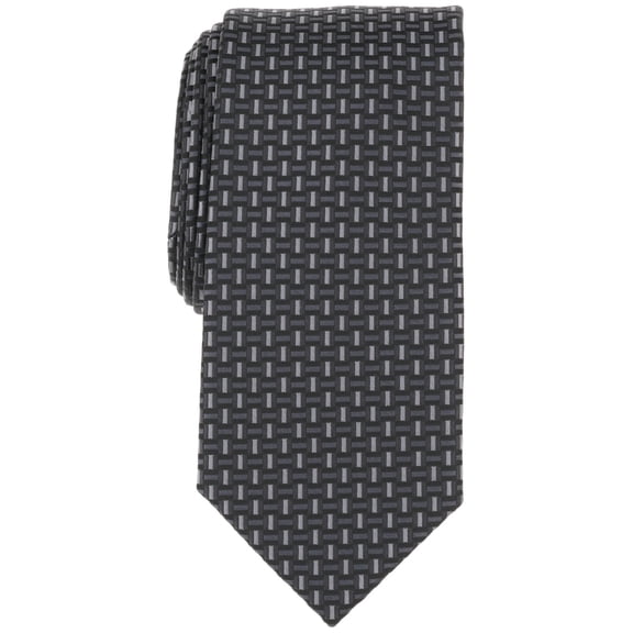 Perry Ellis Mens Sampson Classic Geometric Neck Tie Black Grey
