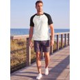 thumbnail image 2 of INSPIRE CHIC Men's Henley T-Shirt Color Block Raglan Sleeves Casual Tee M White, 2 of 5