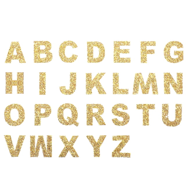 Miangastore Golden Iron on Patches for Decoration with Thick Texture and Clear Pattern 26 Alphabet Shaped Cloth Appliques