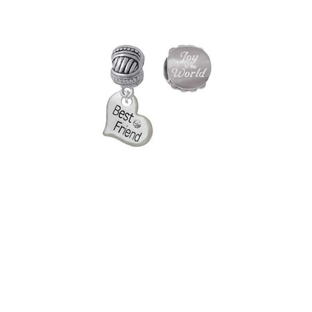 Silvertone Small ''Best Friend'' Heart Joy to the World Charm Beads (Set of