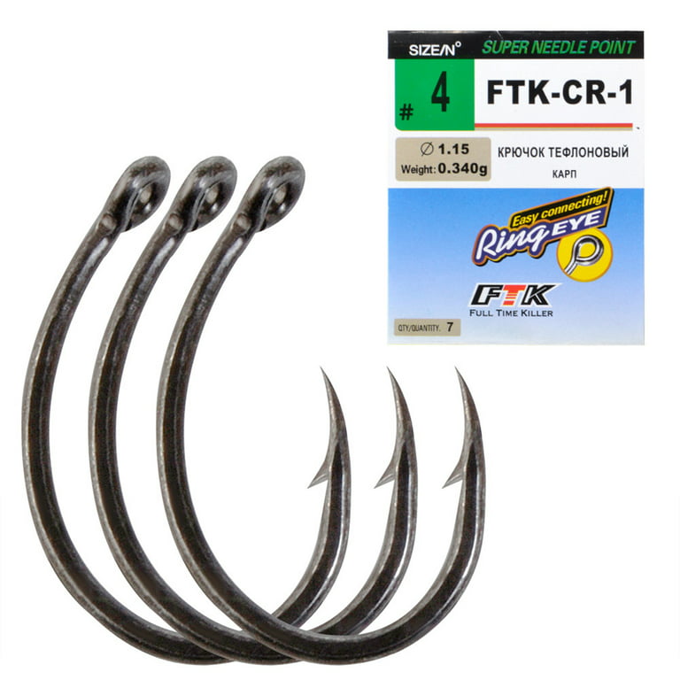 Ronshin Fishing Hook with Barbs Anti-rust Carp Circle Hook Stainless Steel Fishhook for Saltwater Freshwater, Size: 2#(6PCS/pack)