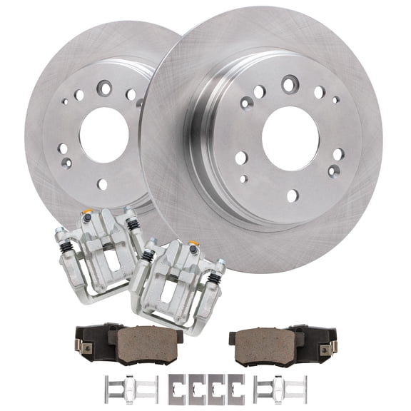 Detroit Axle - Rear Brake Kit for 03-11 Honda Element 2004-2008 TL Disc Brake Rotors Brake Calipers w/Brackets Ceramic Brakes Pads 2005 2006 2007 Replacement