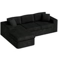 thumbnail image 6 of Walsunny Modular Sectional Sofa Couch with Chaise, No Assembly Foam Couch, Deep Seat Corduroy Sofa, Convertible L Shaped Cloud Couch for Living Room Apartment, Black, 6 of 8