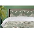 thumbnail image 2 of Ambesonne Sage Duvet Cover Set, Retro Flowers on Ikat Chevron, Calking, Reseda Green and Pale Khaki, 2 of 4