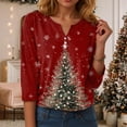 thumbnail image 7 of Rotm Christmas Tree Shirt Christmas Shirts for Women 3/4 Sleeves V Neck Tops Graphic Blouses Elbow Sleeve Tunic Tops Fall Winter Vacation Clothes Wine,XL, 7 of 7