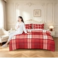thumbnail image 5 of Manfei Vintage Grid 7pcs Queen Bedding,Modern Check Bedding Comforter Set Queen,Red White Pink,Reversible, 5 of 7