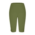 thumbnail image 3 of Lcklvx Plus Size Shorts for Women Long Knee Length Stretchy High Waisted Workout Yoga Pants, 3 of 5