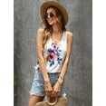 thumbnail image 4 of CALIPESSA Womens Summer Fashion White Sleeveless Floral Print Scoop Neck Racerback Casual Tank Top, 4 of 5