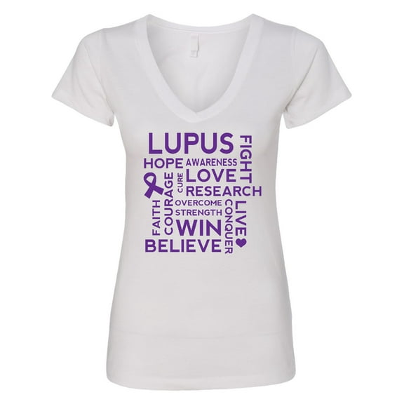 Inktastic Lupus Awareness Walk Slogan Ribbon Women's V-Neck T-Shirt