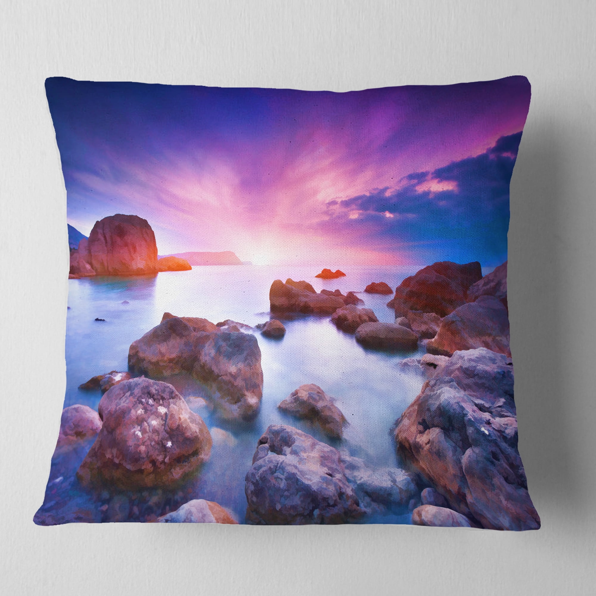 Designart Colorful Summer Sea - Seascape Throw Pillow - 18x18