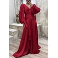 thumbnail image 3 of Vestido de noche para mujer, elegante vestido de novia plisado de satén de seda para otoño e invierno, vestido largo, 3 of 6
