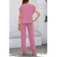 thumbnail image 6 of BTFBM Women's Two Piece Tracksuit Outfits Summer Short Sleeve Tops Long Pants Jogger Lounge Matching Sets Sweatsuit, 6 of 7