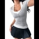 thumbnail image 2 of Blusa Informal de Corta con Botones Henley Acanalados para Mujer, -Verano 2025, 2 Piezas Gris L, 2 of 10