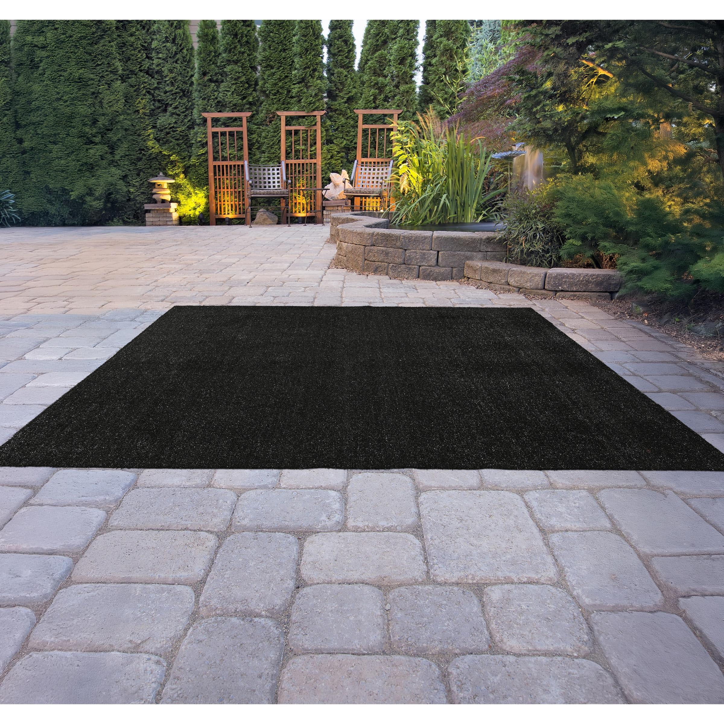 Garland Rug Artificial Grass Black Indoor/Outdoor Area Rug, 7' x 10'