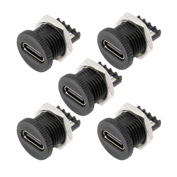 JSER 5pcs/set DIY OEM Type C Female Socket Connector to 6Pin PCBA Pinout Scew Nut Mount Type DC 5V/20V PD Power