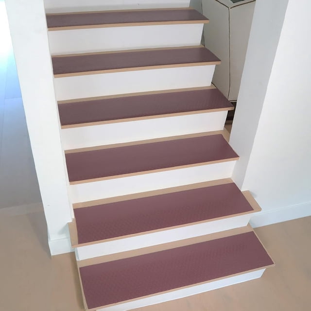 Rubber-Cal Coin-Grip Vinyl Step Mats - 2mm x 48"x 10" - Brown (6pack)