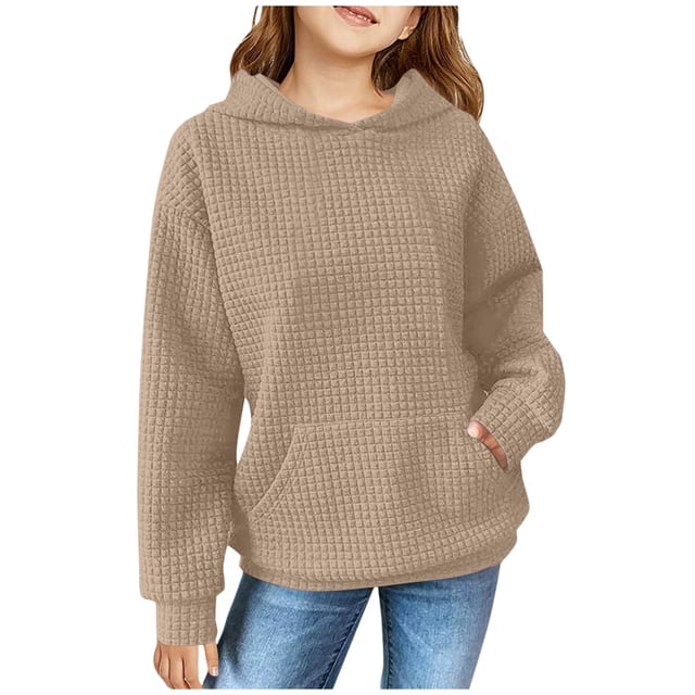 Mgmyaa Girls Hooded Long Sleeve Sweatshirt Round Neck Pullover Tops for 4-11Y