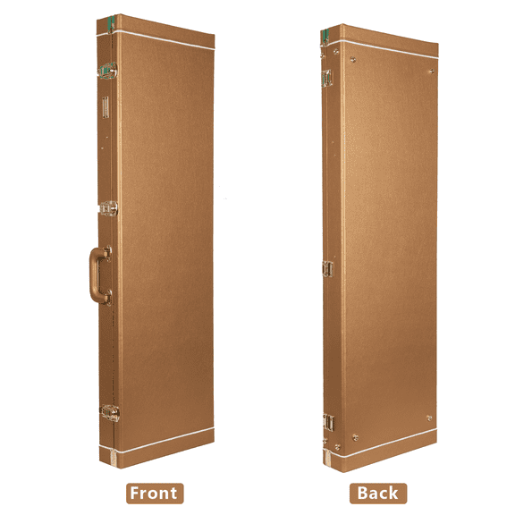 Crossrock Designer Series- Wooden Case for Fender Stratocaster and Telecaster Guitars- Security Lock, Metal Feet, Storage Space- Luxury Gold
