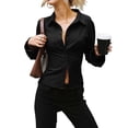 thumbnail image 2 of ZenCart Women Shirt Lapel Long Sleeve Striped Print Shirt Buttons Placket Slim Fit Versatile Tops Daily Wear, 2 of 8