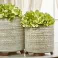 thumbnail image 6 of Sagebrook Home Set Of 2 Ceramic Tribal Look 6/8" Planters, Ivory, Round, Ceramic, Contemporary, 8"H, Tribal, 6 of 7