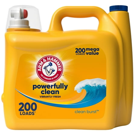 ARM & HAMMER Powerfully Clean Liquid Laundry Detergent Soap, Clean Burst, 200 fl oz, 200 Loads