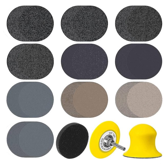 100 Uds 80-7000 almohadilla lijadora húmeda/seca de 3 pulgadas con vástago Hy de 1/4 pulgadas
