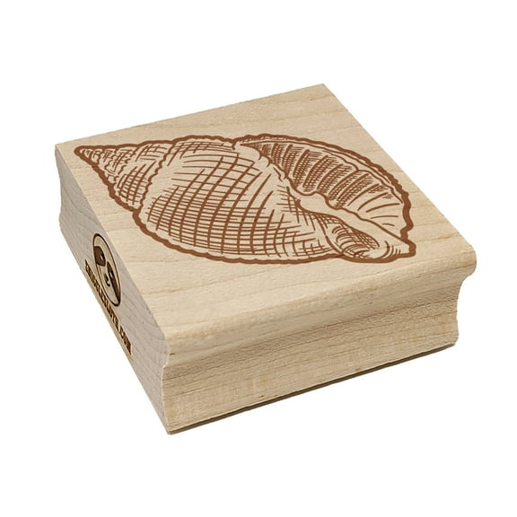 Nutmeg Shell Hashmark Shaded Beach Seashell Square Rubber Stamp Stamping Scrapbooking Crafting - Small 1.25in