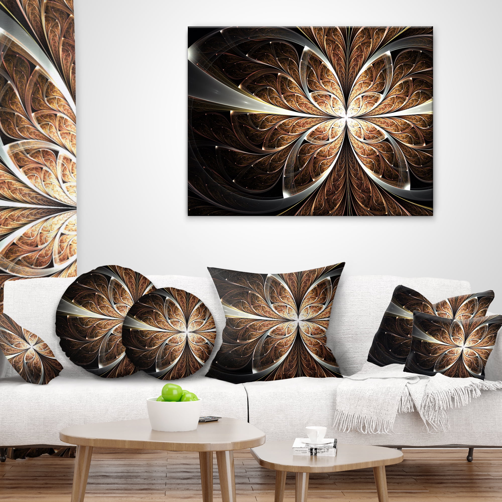 Designart 16" x 16" Brown Polyester Throw Pillow