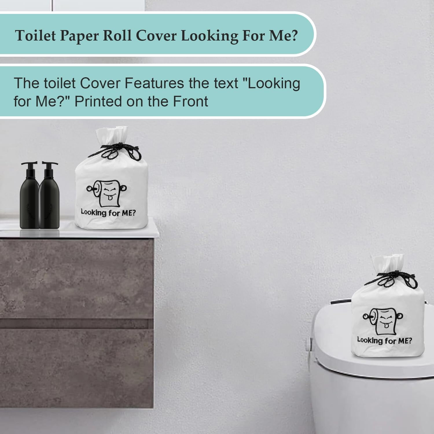 Born Uncommon Toilet Paper Roll Cover - 9" x 5.5" Reusable Cotton Toilet Paper Cover with Drawstring Closure – Decorative Bathrooms Tissue Roll Storage Bag