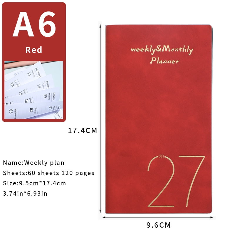 2027 Weekly & Monthly Planner 4-Color Notebook Set A5 Lined Journal for Office School & Home Organization