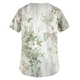 thumbnail image 3 of TQWQT Women's Scrub Tops Summer Cute Floral Print Short Sleeve V Neck T Shirts Stretchy Nursing Uniform Tops with Pockets Green 4XL, 3 of 3