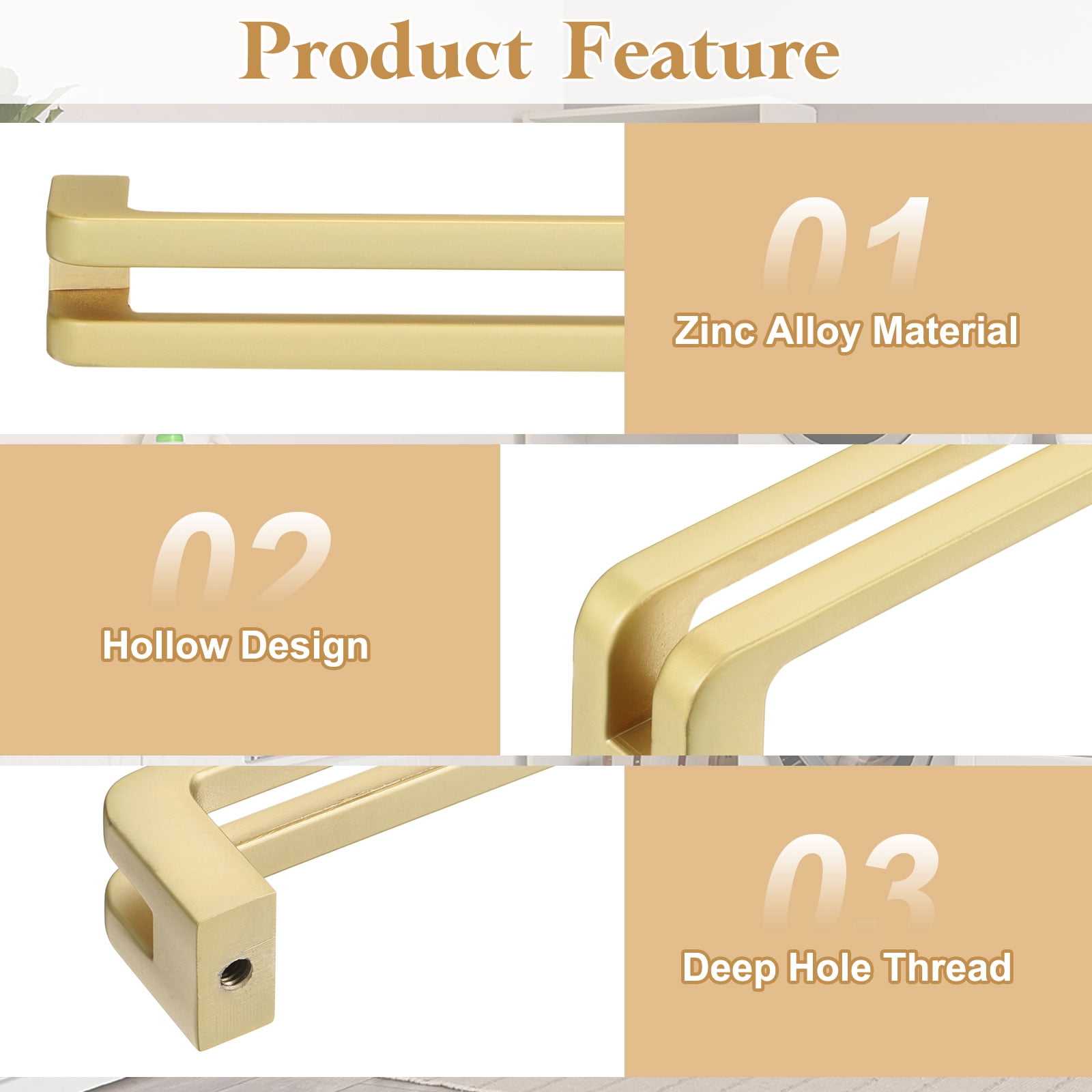 12Pack Kitchen Cabinet Handles 5"(128mm) Hole Center Pulls, Gold