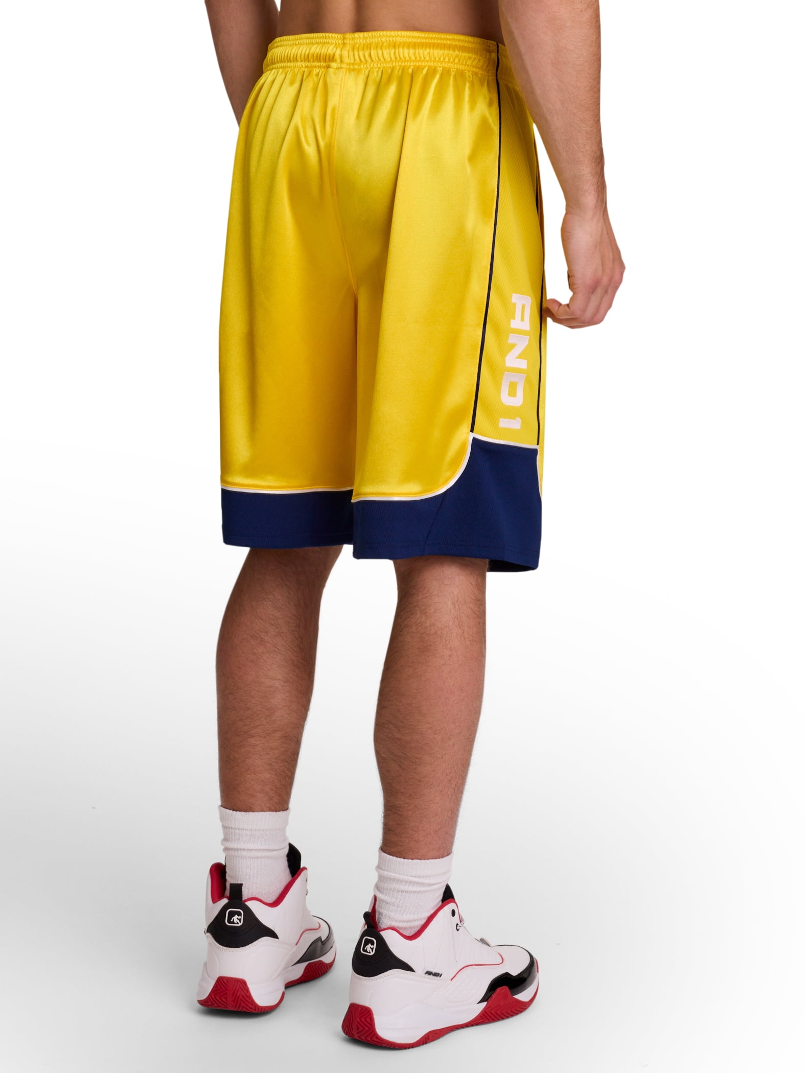 AND1 Men's and Big Men's All Court Colorblock Short, 11" inseam, up to Size 5XL