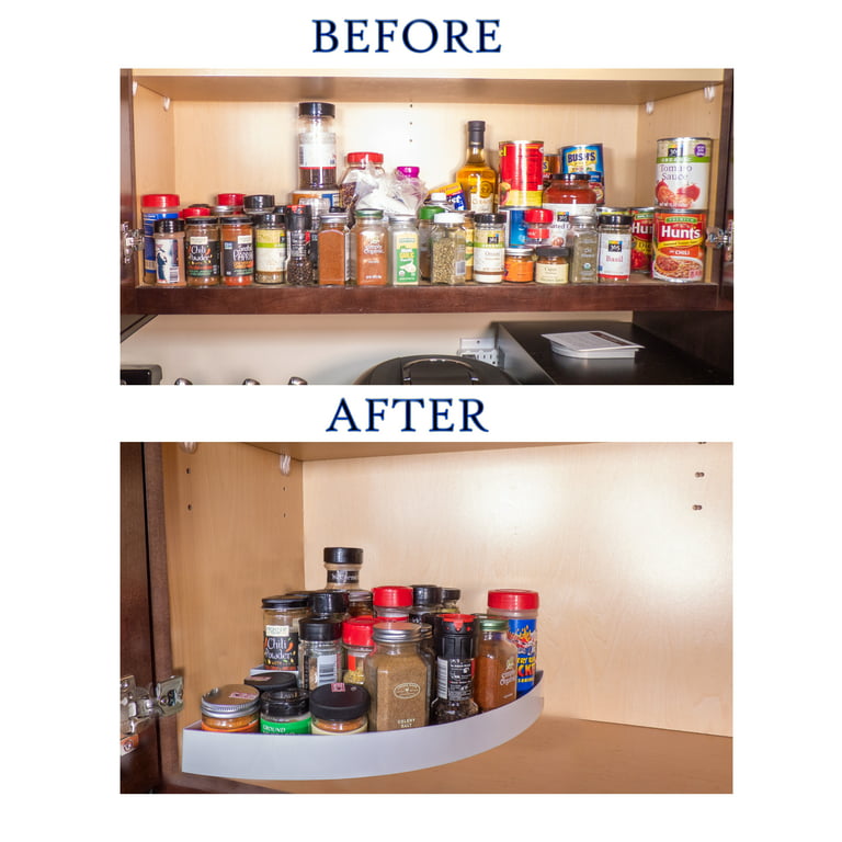 Non Slip 3 Tier Spice Rack Step Corner Shelf Organizer - for Kitchen, Refrigerator, Pantry, Cabinet, Cupboards, Countertops, White