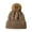 Khaki, variant on Women Fall Winter Hat Thickened Knitted Soft Elastic Warm Anti slip Ear Plush Ball Decor Twisted Pattern Outdoor Beanie Cap