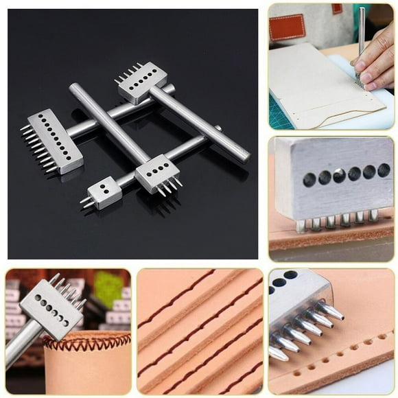 Amdohai Outils de Bricolage en Cuir Espacement 4mm Perforateurs de Trous en Cuir 10 Dents Outils de Perçage Creux pour Ceinture en Cuir